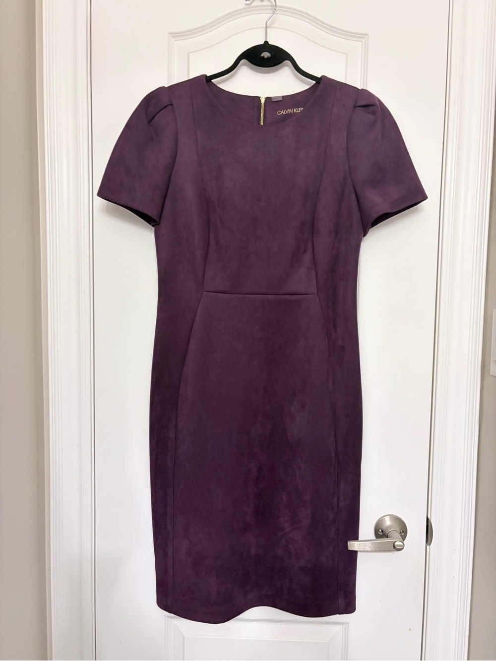 Calvin Klein Plum Faux Suede Dress, Sz 10